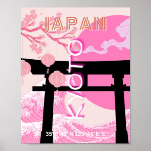 Poster Kyoto Japon rose Voyages