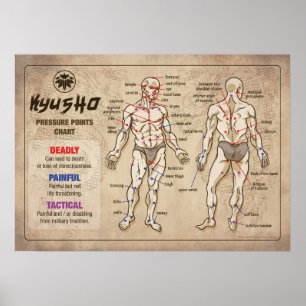Poster Kyusho - Human Body Pressure Points Chart