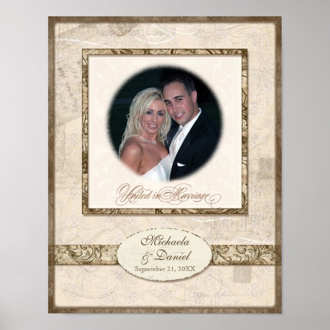 Poster L743 11x14 Cadeau Mariage personnalisé avec photo (Devant)