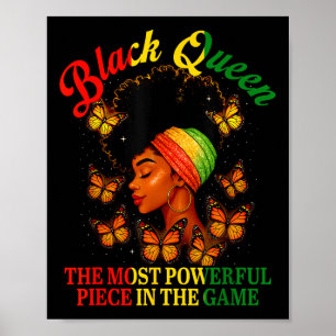 Poster La 18E Reine Noire Échecs Puissant Pièce Dans