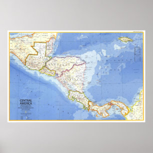 Poster La "Amérique Centrale : CARTE 1973 détaillée…