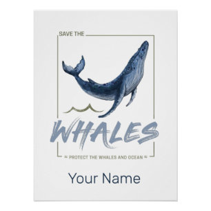 Poster La baleine protège les baleines et la cétacée d'aq