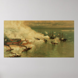 Poster La bataille américaine de guerre civile de la baie