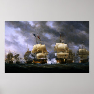 Poster La bataille de Quiberon Bay par Nicholas Pocock