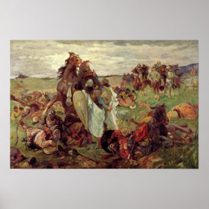 Poster La bataille entre Russians et Tatars, 1916