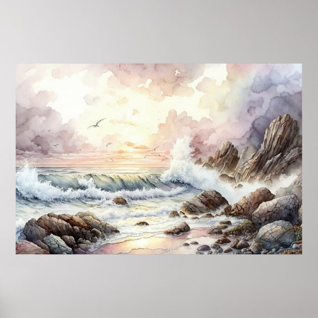 Poster La beauté de la mer au coucher du soleil (Devant)