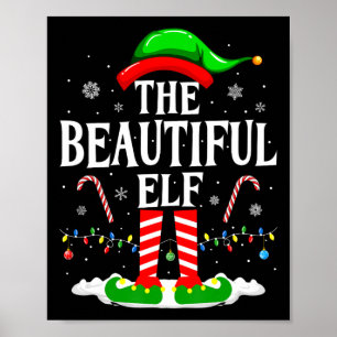 Poster La belle elfe amusante famille de jumelage de Noël