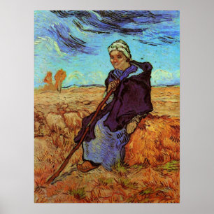 Poster La Bergère (d'après Millet) par Vincent van Gogh