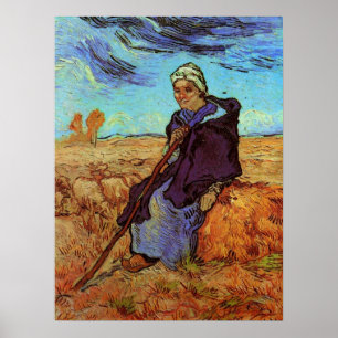 Poster La Bergère (d'après Millet) par Vincent van Gogh
