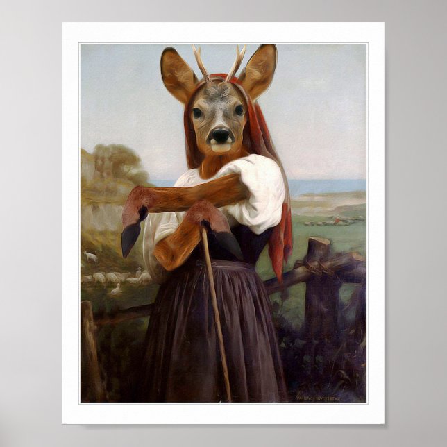 Poster La bergère des cerfs les plus sèches de Bouguereau (Devant)