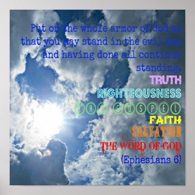 Poster La Bible Ephésienne Mets sur toute l'armure de Die (Devant)