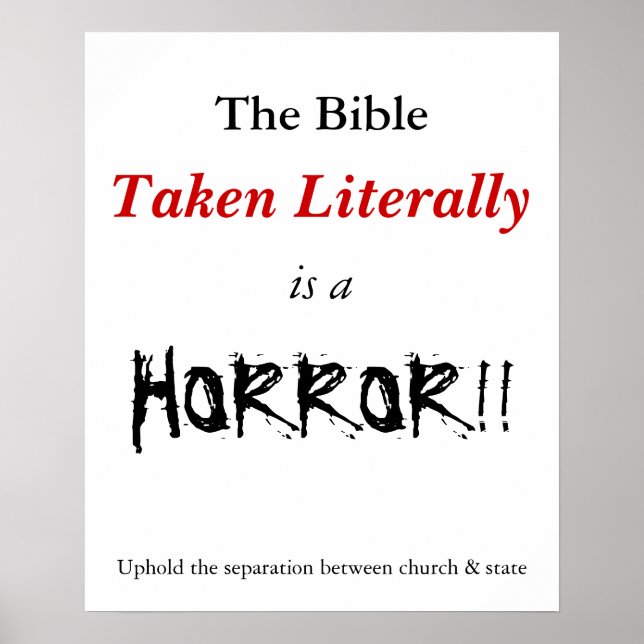 Poster La Bible littérale est une horreur (Devant)