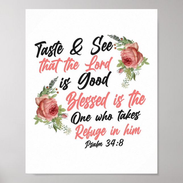 Poster La Bible Verse Goûtez Et Voyez Que Le Seigneur Est (Devant)