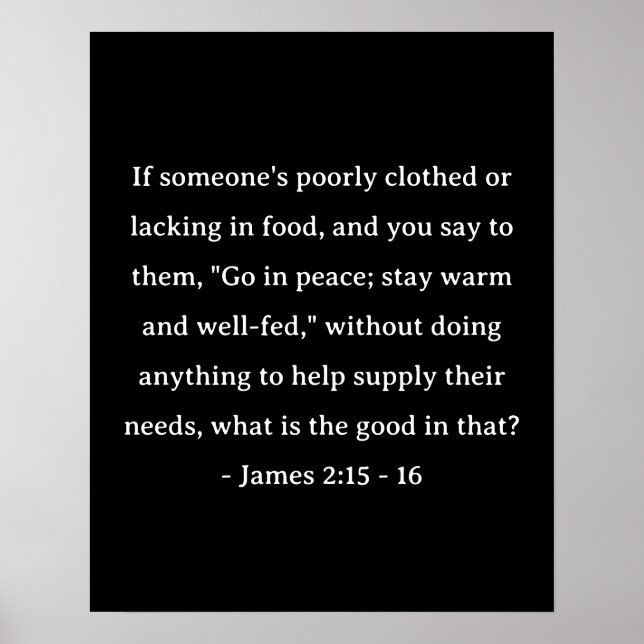 Poster La Bible Verse James 2:15 - 16 (Devant)