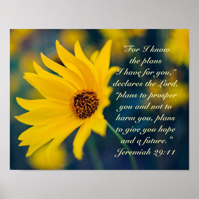 Poster La Bible Verse Jérémie 29:11, Fleur sauvage Jaune (Devant)