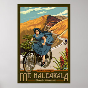 Poster La bicyclette de Mt. Haleakala monte Hawaï