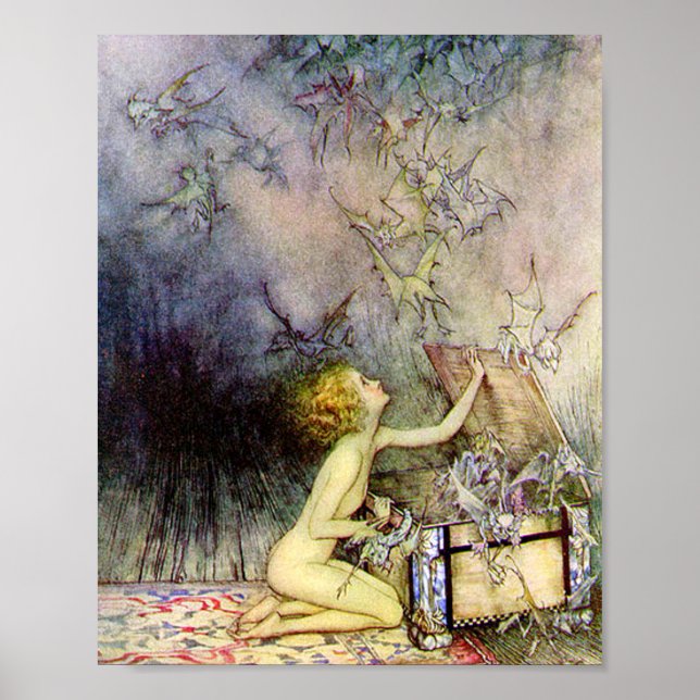 Poster La boîte de Pandore par Arthur Rackham (Devant)