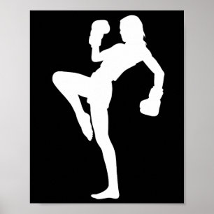 Poster La boxe thaïlandaise féminine est une silhouette f