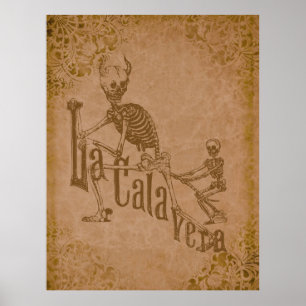 Poster La Calavera par Jose Posada (grunge bronzage)