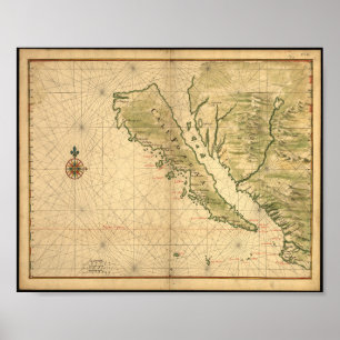 Poster La Californie comme carte des îles du 16ème siècle