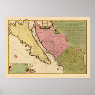 Poster La Californie comme île par N. de Fer 1720