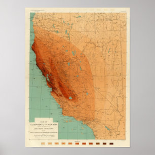 Poster La Californie, Nevada montrant l'intensité
