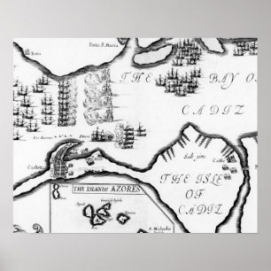Poster La capture de Cádiz en 1596 (gravure)