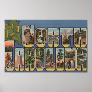 Poster La Caroline du Nord (capitale de l'État/fleur)