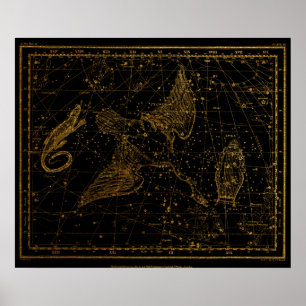 Poster La carte céleste miroir de l'Ukraine Or et Noir