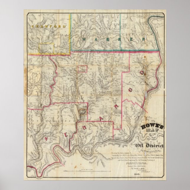 Poster La carte de Howe du district pétrolier de Pennsylv (Devant)