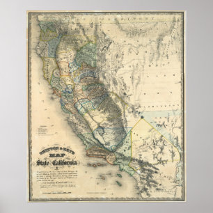 Poster La carte de la Californie de Britton et Rey