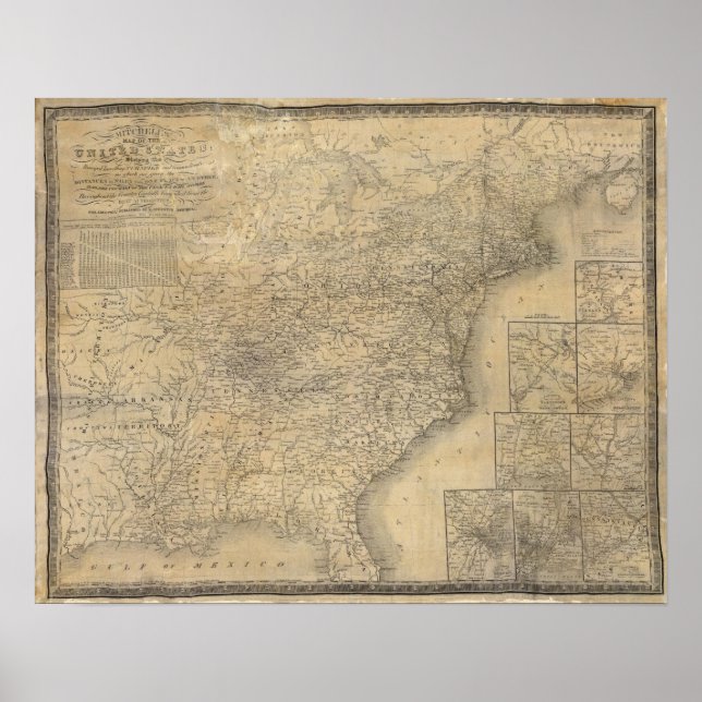 Poster La carte de Mitchell des États-Unis (Devant)