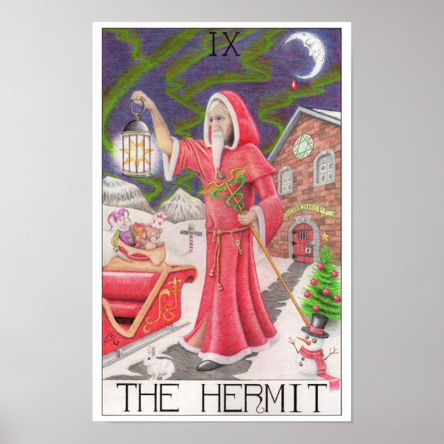 Poster La carte de tarot de l'Ermite (Devant)