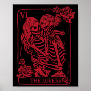 Poster La carte de tarot des amants embrassant les sœurs
