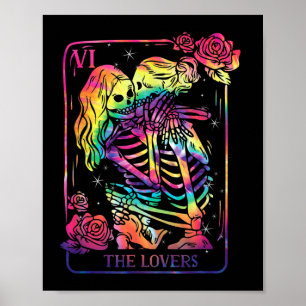 Poster La carte de tarot des amants goth tie dye lesbienn