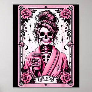Poster La carte de tarot drôle de la mère femme squelette