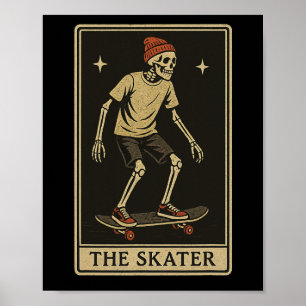 Poster La carte de tarot du skater squelette Punk Rock Sk