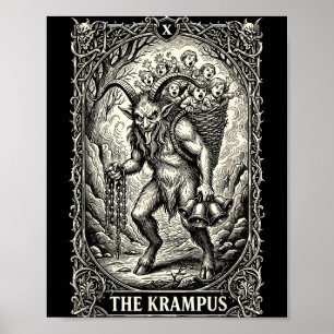 Poster La carte de tarot Krampus Goth sorcière Pyjama noi