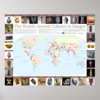 Poster La carte des cultures anciennes en danger du monde