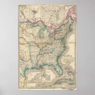 Poster La carte militaire de Wyld des Etats-Unis