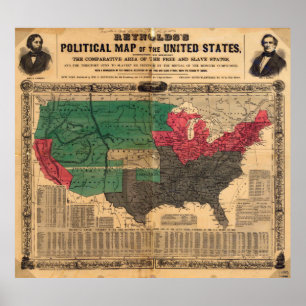 Poster La carte politique des Etats-Unis de Reynold 1850