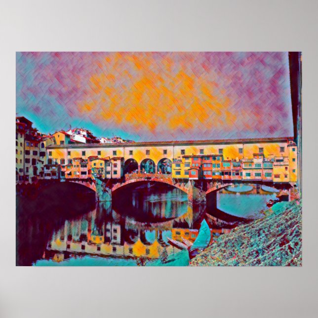 Poster La carte Ponte Vecchio (Devant)