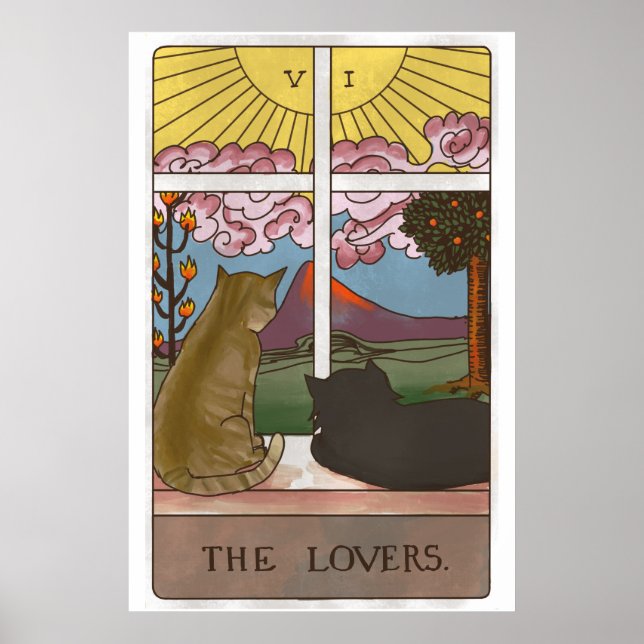 Poster La carte Tarot Chat Love (Devant)
