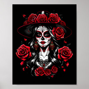 Poster La Catrina Femmes Dia De Los Muertos Latina Cinco