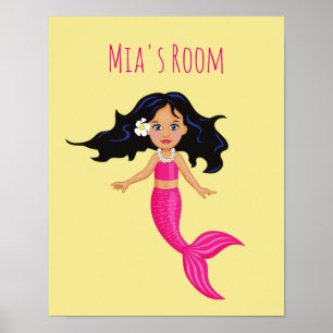 Poster La chambre de fille de la mystique de sirène rose