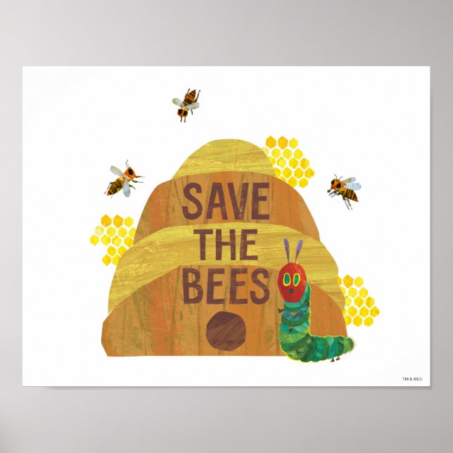 Poster La chenille affamée | Sauvez les abeilles (Devant)