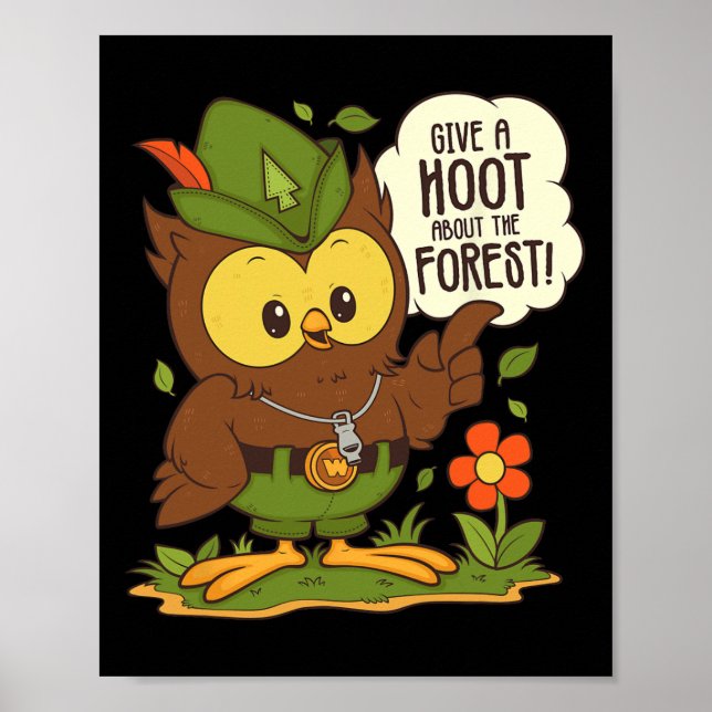 Poster La Chouette Woodsy Donne Un Coup D'Oeil Sur La Jou (Devant)