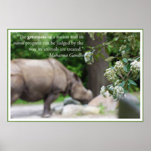 Poster La citation de Gandhi, traitent les animaux bien