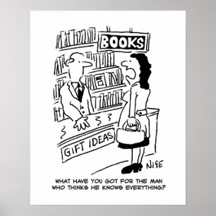 Poster La cliente d'une librairie pose une question au li
