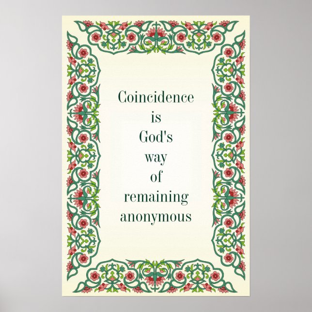 Poster La coïncidence est la façon de Dieu de rester anon (Devant)